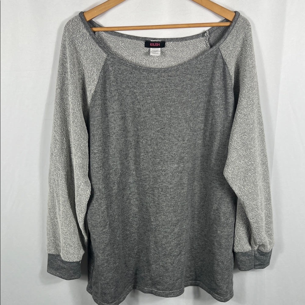 Krush Gray Knit Top Women’s 3X Long Sleeve Stretchy‎ Made in USA Machine Wash